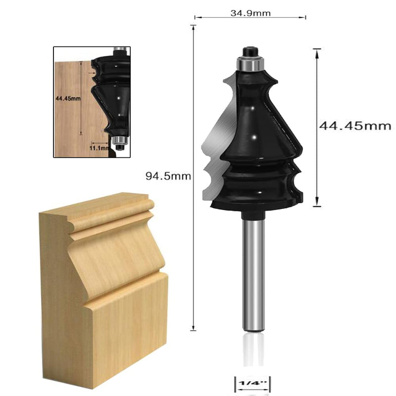 LEATBUY Router Bit Set Architectural Molding 5 PCS 1/4 Inch Shank , Corner Rounding Edge Rail Stile Wood Router Bits Sets, Woodworking Milling Cutter Tool, Door Cabinet Shelf Carbide CNC Router(5)