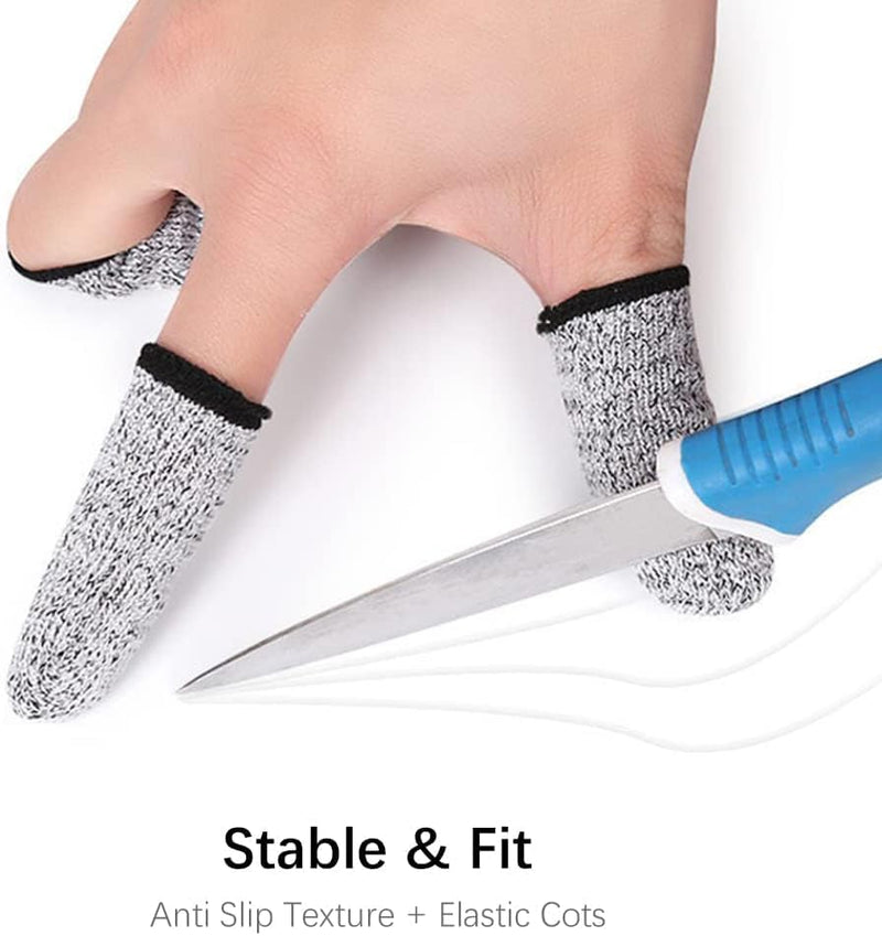 Finger Cots Cut Resistant Protector (24 Pcs) - 6.5cm Only - Finger Covers for Cuts, Gloves Life Extender, Cut Resistant Finger Protectors for Kitchen, Work, Sculpture, Anti-Slip, Reusable Gray 24PK
