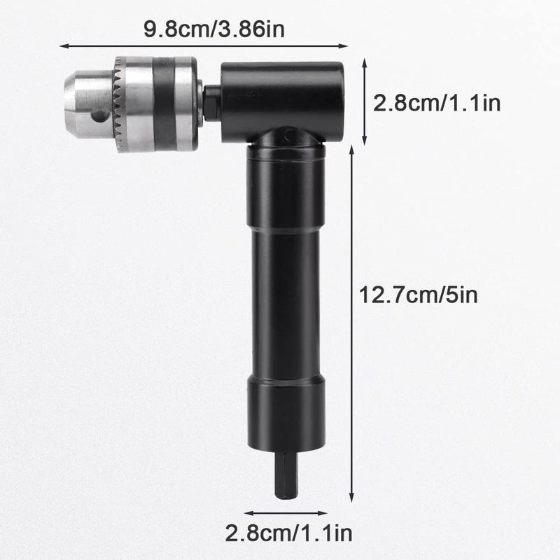 Right Angle Drill Adapter,90 Degree Drill Bit Corner Adapter with 3/8" Keyed Chuck 8mm Hex Shank,Cordless Right Angle Drill Attachment Adapter for Driving Screws in Tight Spaces