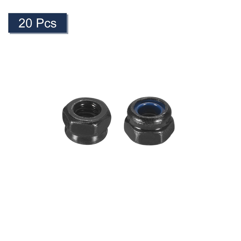 uxcell 20Pcs M4 x 0.7 Nylon Insert Hex Lock Nuts, 304 Stainless Steel Self-Locking Nylon Insert Stop Nut for Industrial Construction Fasteners, Black&Blue M4x0.7 20