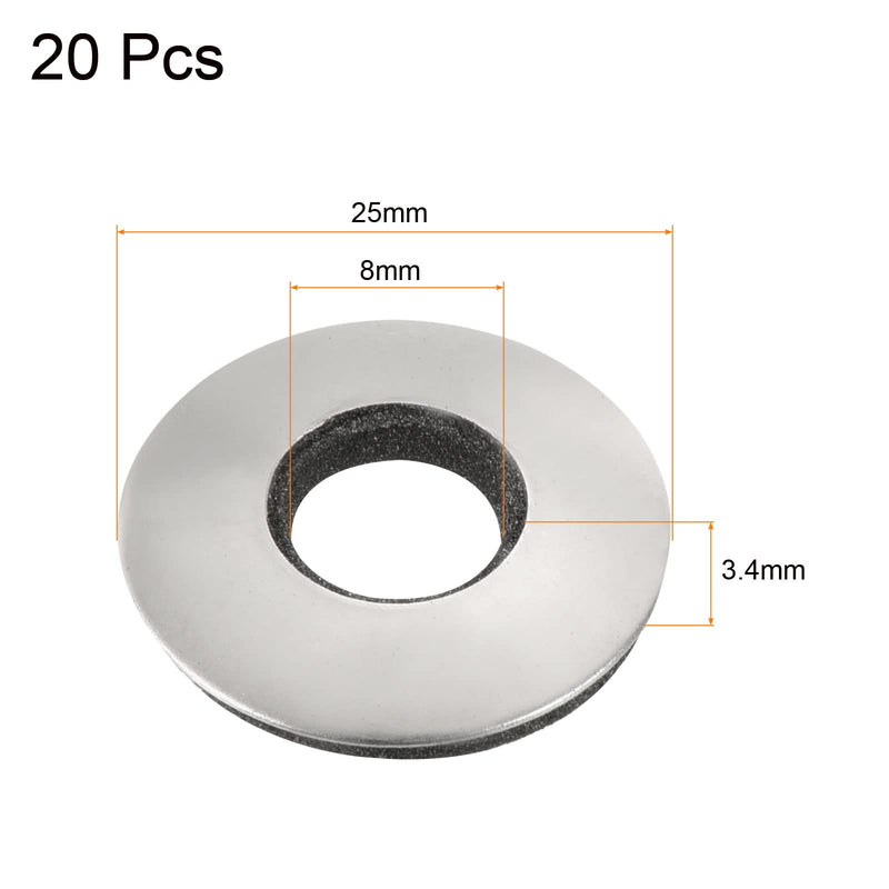 MECCANIXITY Bonded Sealing Washers M8 25x8x3.4mm Carbon Steel Nitrile Rubber Gasket, Pack of 20