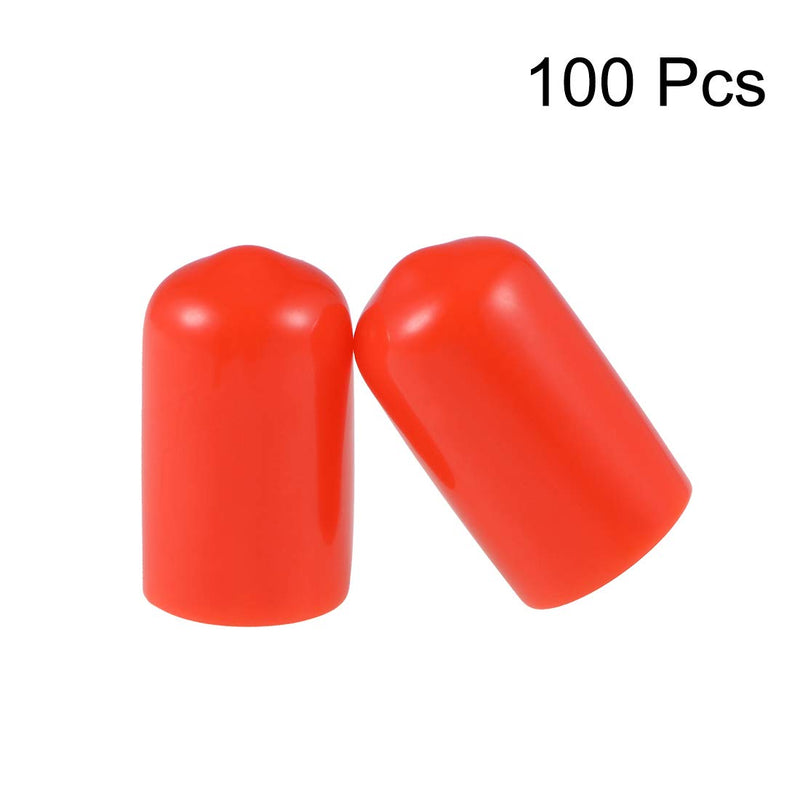 uxcell 100pcs Rubber End Caps 10mm ID Vinyl Round Tube Bolt Cap Cover Thread Protectors Red