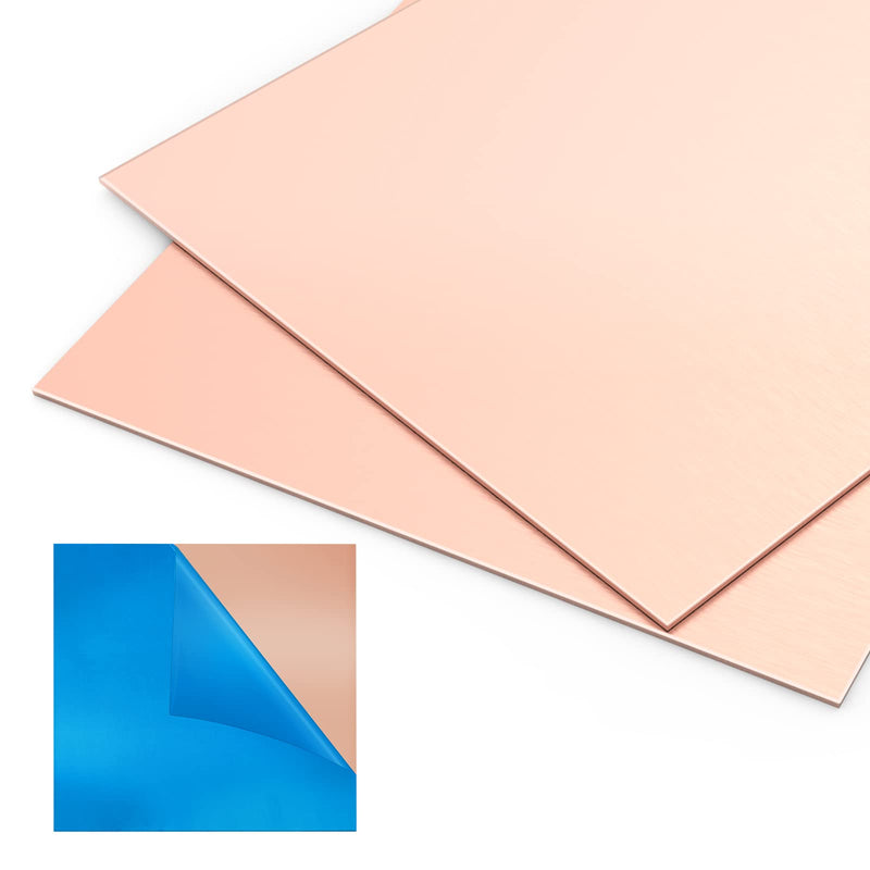 2 Pieces 99.9% Pure Copper Sheet, 4" x 4",18 Gauge(1mm) Thickness, Film Attached Copper Plate, Great for Jewelry, Crafts, modelers 2 2 Pieces 4" x 4",18 Gauge