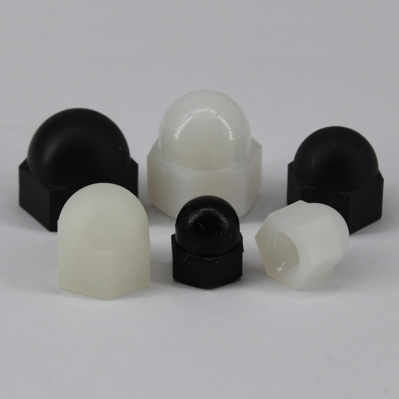 (50 Pieces) M6 White Nylon Acorn Cap Nuts Plastic Hex Nut Threaded Dome Nuts
