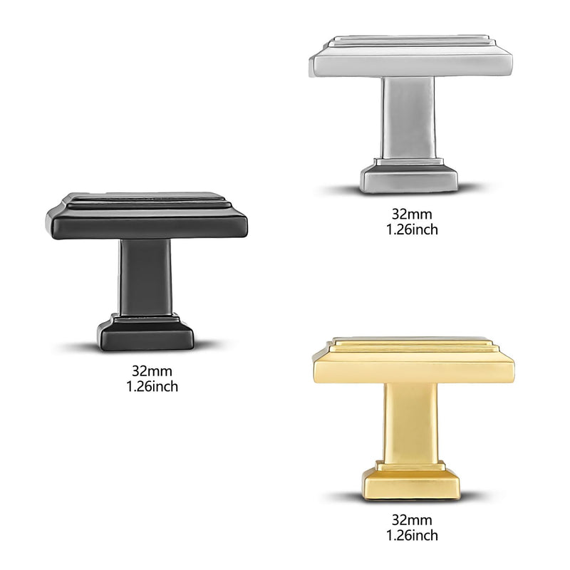 10 Pack Brushed Gold Kitchen Cabinet Knobs 1.3 inch Square Soild Cabinet Hardware Knobs for Dresser Drawers Knob 10 PACK
