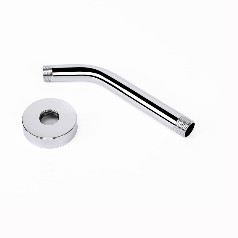 HarJue Shower Arm with Flange and Teflon Tape, Wall Mounted Shower Pipe Arm 304 Stainless Steel Extension Arm for Fixed Shower Head & Handheld Showerhead (6 Inch, Chrome) 6 Inch