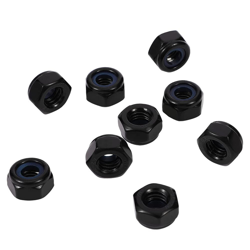 M8 Black Nylon Insert Hex Lock Nuts Locknuts, Stainless Steel 18-8 (304), Black Oxide, 20 PCS M8-1.25 - NewNest Australia