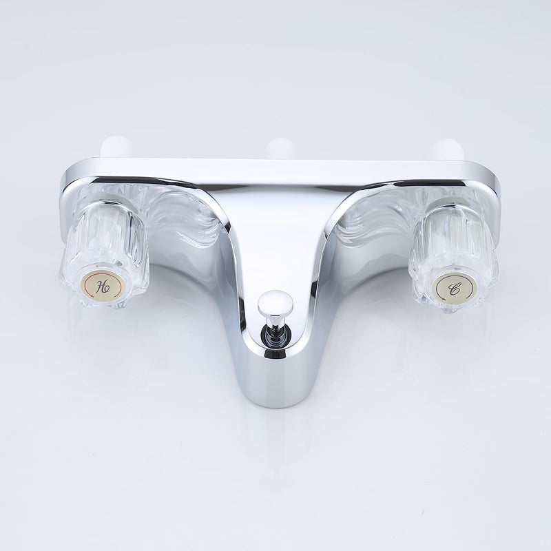 Mobile Home RV Tub Shower Center-Set Faucet, 8 inch, 2-Handle, Chrome with Clear Acrylic Handles Classic