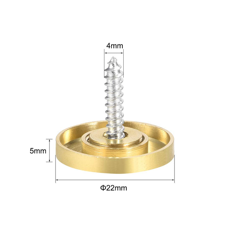 uxcell Mirror Screws Decorative Caps Cover Nails Polished Gold 22mm 4pcs