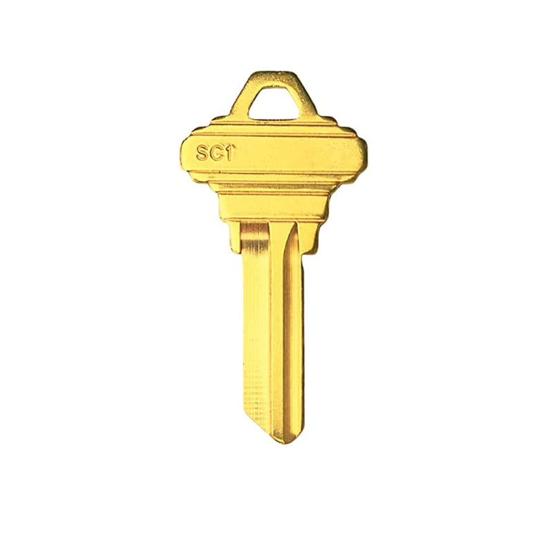 Brass Finish SC1 Key Blanks, Uncut Blank Keys, Pack of 50 Keys