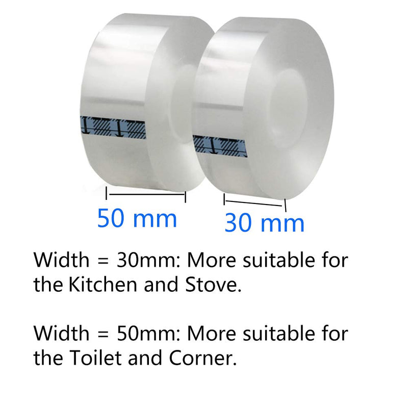 Juland Acrylic Self Adhesive Caulk Strip Sealant Tape Caulk Sealer Decorative Trim Strong Caulking Adhesive Transparent Kitchen and Wall Sealing Tape -1.18Inch Width x 16.4Feet