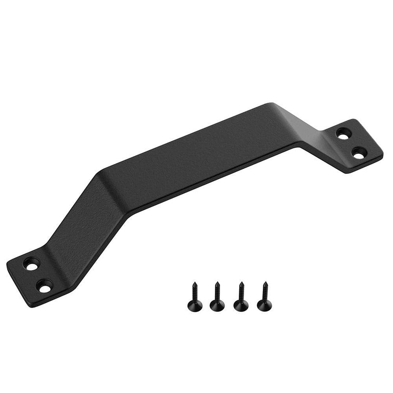 WINSOON Simple Sliding Barn Door Handle, Comfortable Handy Touch Gate Handle Pull Set, Premium Black Carbon Stainless Steel Body, Snugly Fits 7-3/4" Hole Spaces Wood Doors, Replace Old Pull Handles 1