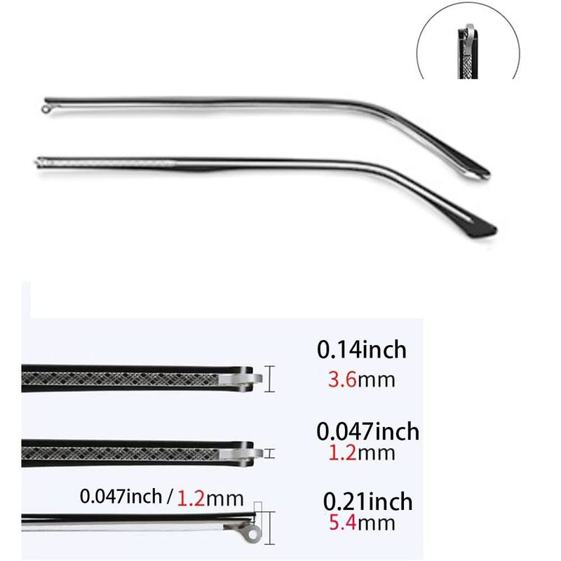 1 Pair Metal Glasses Replacement Arms Glasses Replacement Temple Black Eyeglasses Arms Legs, Screws, Screw Washers and 3-in-1 Screwdriver Convex Teeth Single Teeth Black Metal Frame Arms