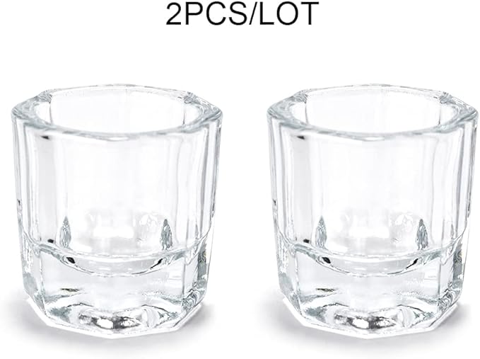 KADS Octagonal Nail Duffen Dish 2pcs Glass Brush Cleaning Glass Container Gel Nail Brush Cleaning - NewNest Australia