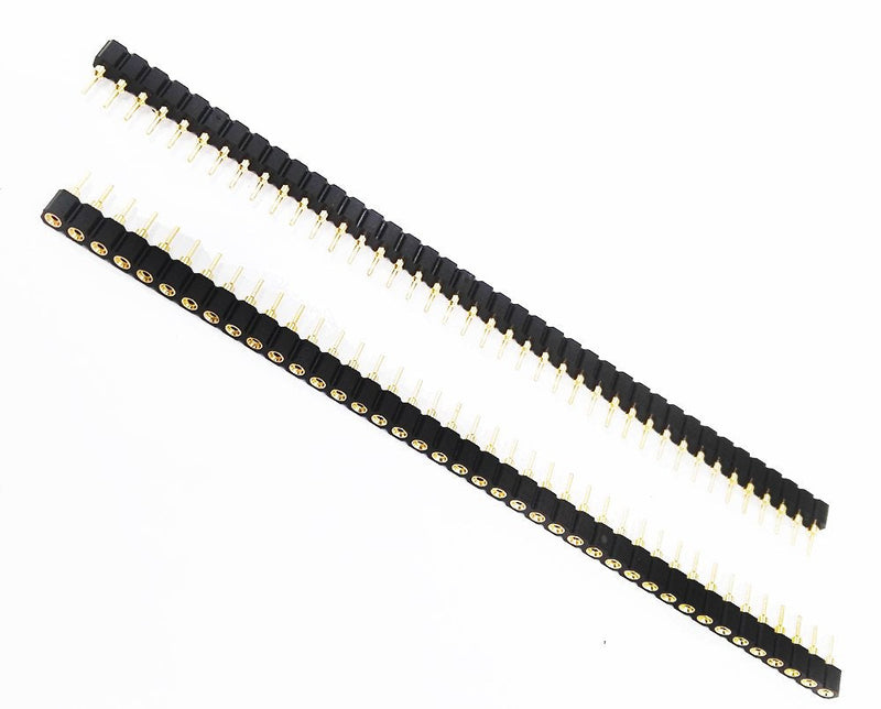E-Simpo 10pcs 2.54mm (0.1") Hole Round Female Header Socket Gold Single Row Arduino PCB Female IC Crystal Socke High Quality (1x40P Hole Female Header) 1x40P Hole Female Header