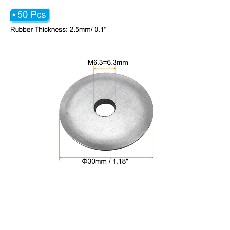PATIKIL 1/4"x1 1/6" EPDM Bonded Sealing Washers, 50 Pieces Galvanized Neoprene Rubber Backed Screw Gasket for Industrial Home Machinery Ships Roof (#14x1/4") 1/4"x1 1/6"