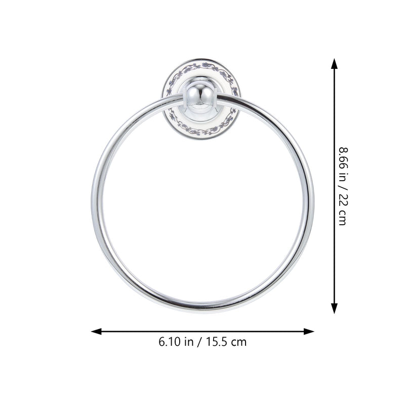 Beavorty Stainless Steel Chrome Plated Floral Porcelain Towel Ring Wall-Mounted Bathroom Towel Holder Sturdy and Kitchen Storage