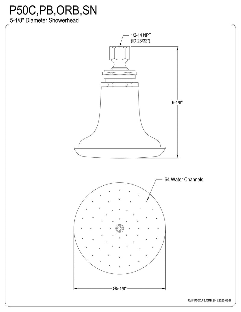 Kingston Brass P50C Designer Trimscape Victorian Ceramic Showerhead, Polished Chrome
