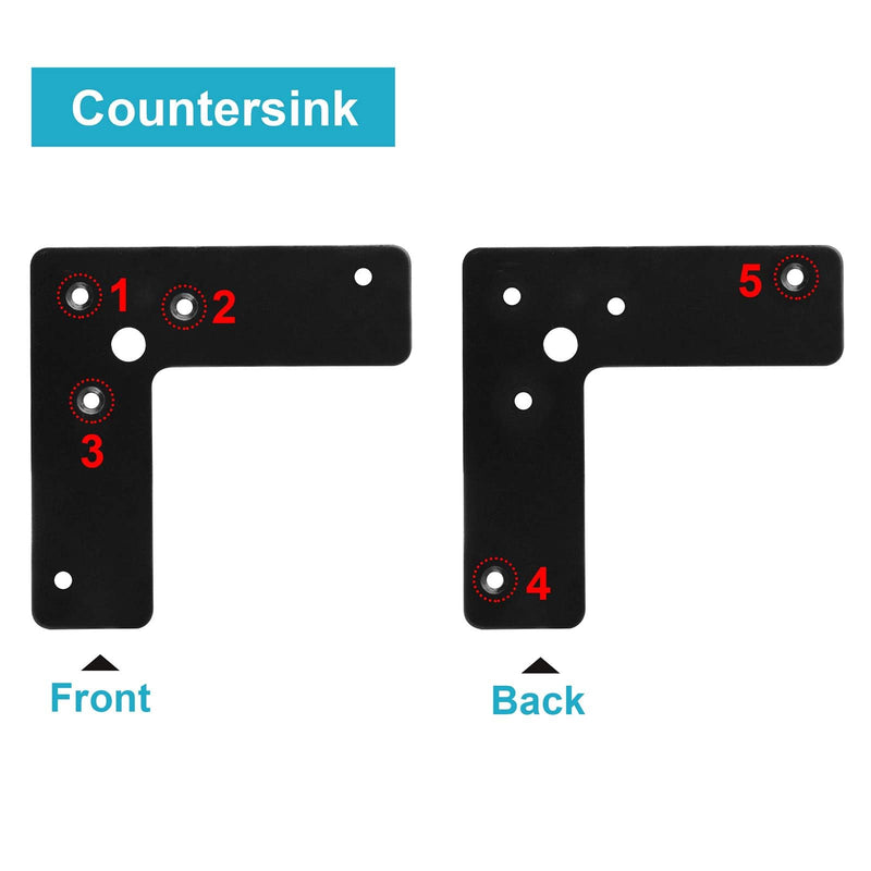 GBGS 10 Pcs Black Flat Corner Brace 4"x 4",L Shaped Corner Stealth Speed Brace Mending Plate 4"×4"