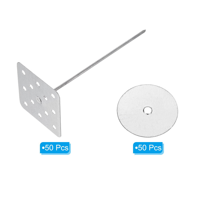 PATIKIL 5.9 Inch Perforated Insulation Pins with Round Washers, 50 Pack Aluminum Insulating Nails Wall Plug for Fixing Foam Boards to Wall or Ceiling 150mm
