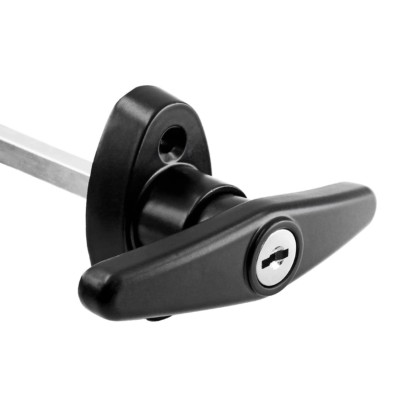 Luomorgo Shed Door Latch T-Handle Lock Kit with 2 Keys, 4-1/2" Stem Storage Barn Shed Door Lock, Black
