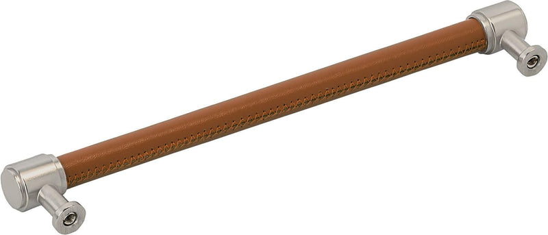 Signature Hardware 954069-O-81316 Lazzara 8-13/16 Inch Center to Center Cognac Leather Bar Cabinet Pull Golden Champagne