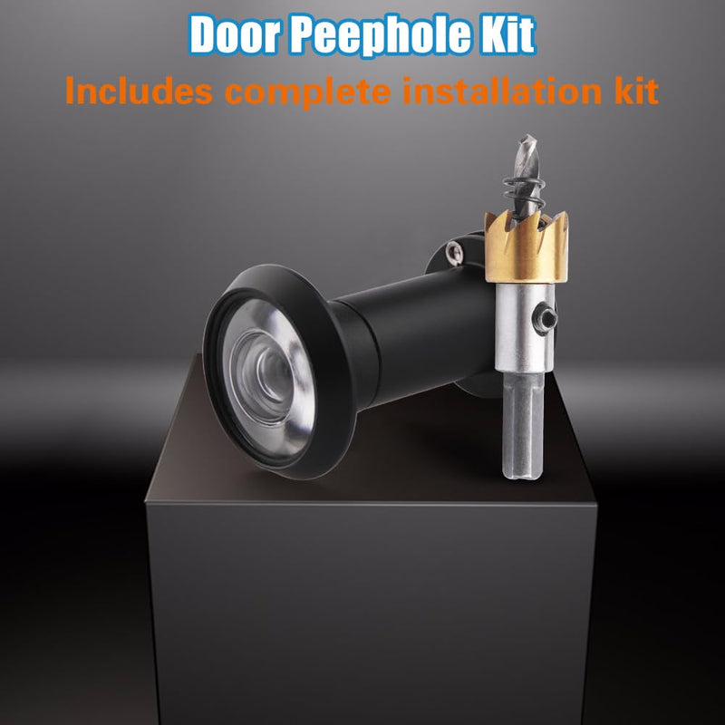 Door Viewer Peephole, Door Viewers with 0.63inch/16mm Drill Bit Kit, Fits 1-3/8" to 2-1/4" Front Door, 200 Degree Wide Angle Peep Eye Hole, Anti Peeping Reverse Privacy Covers - Matte Black
