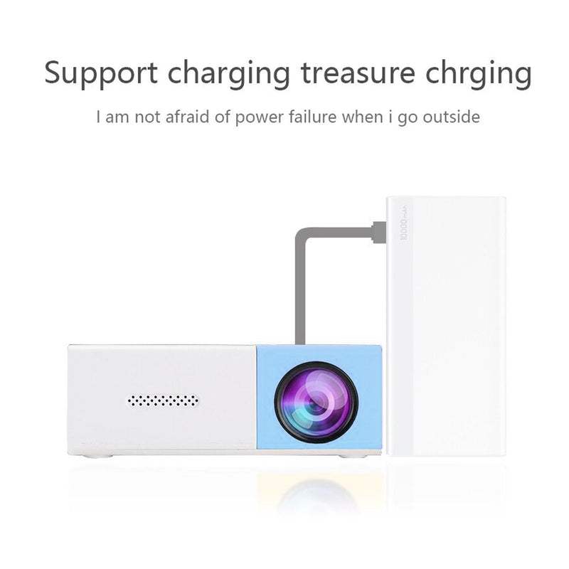 Mini Projector, 1080P Full HD Portable Movie Projector with Multiple Ports, Defend Visual Weak Light Strength, Compact Design, for Bedroom Traveling (US Plug) US Plug