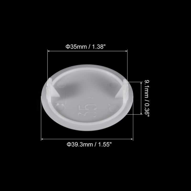 uxcell 20Pcs Hinge Hole Covers, 35mm(1 3/8") Dia Plastic Concealed Hole Cover Round Flush Type Caps for Furniture Cabinet Cupboard, White