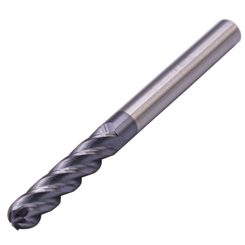 5/16" 4 Flute Solid Carbide Long Ball Nose End Mill, AlTiN Coated, 4" OAL | 30° Helix, 5/16" Cutting, 5/16" Shank, 1-5/8" LOC, for Milling Stainless Steel, Hardened Steel, Alloy Steel 5/16 in