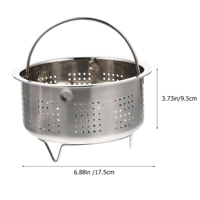 Stainless Steel Steamer Basket 6.88 X 6.88 X 3.74 in Rice Cooker Insert for Steam Cooking Food Steaming Rack for Ramen Pasta Soup Cereal Oatmeal