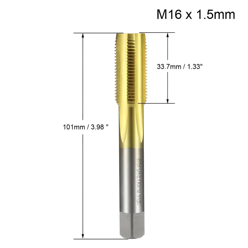 Metric Taps M16 x 1.5mm, for Threading Machine and Electric Drills DIY, H2 HSS Ti-Coated, Right Hand Thread Plug Tap Threading Tapping Tool, 1pcs M16 x 1.5mm 1pcs