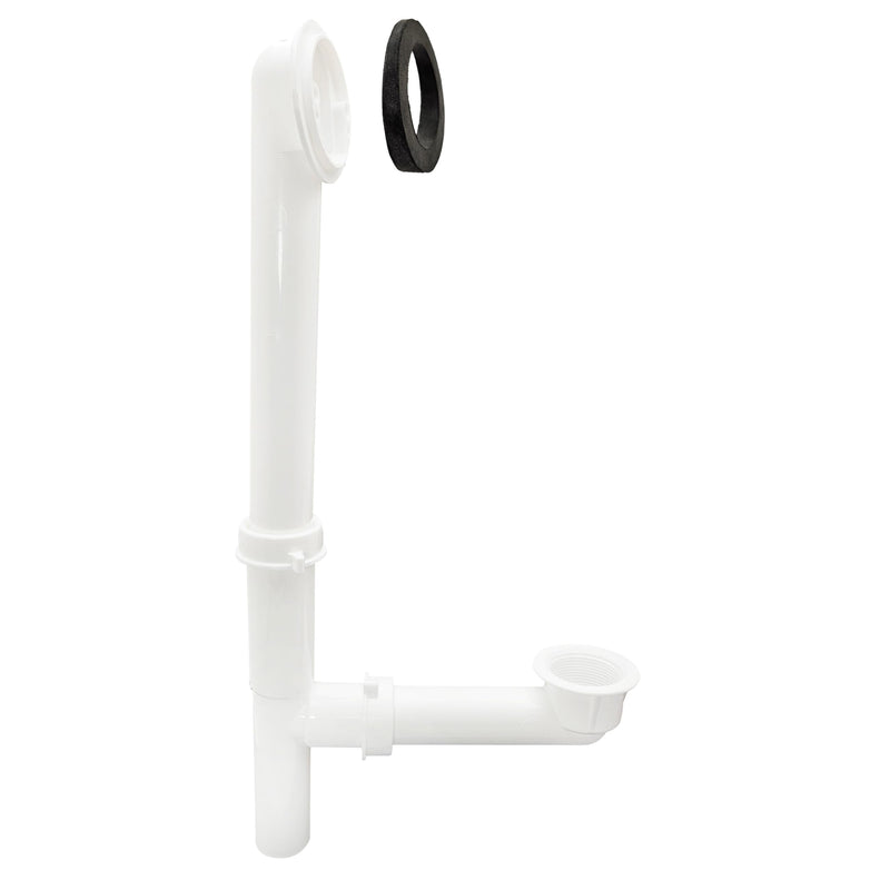 Westbrass Y593244CP White Tubular Tip-Toe Bath Waste and Overflow Assembly, Polished Chrome 1 Pack