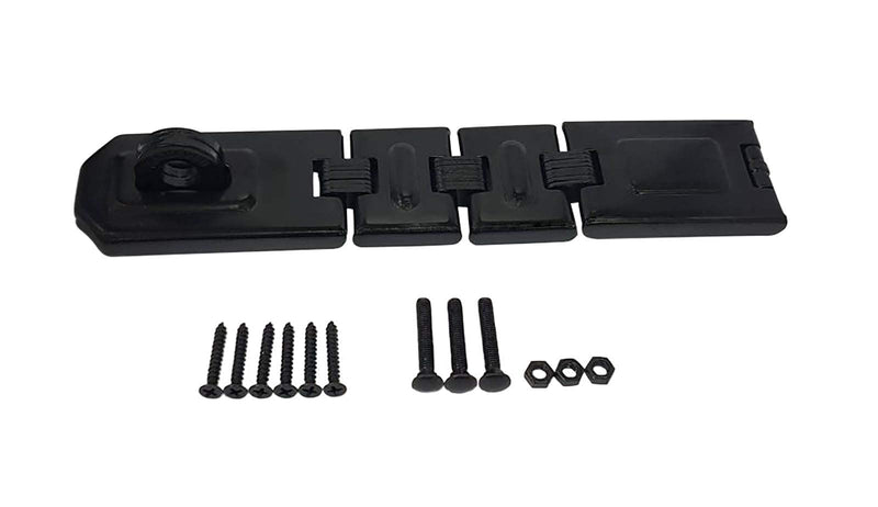 QCAA Extra Heavy Duty Concealed Safety Hasp, Flexible Link, with Hardened Staple, 6-1/4" Single Flexible, Black Coated, 1 Pack 6-1/4"