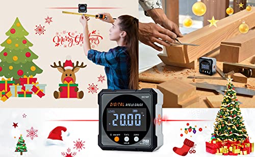 Digital Angle Finder with Electronic Laser - 4-side Strong Magnetic Angle Gauge, Cube Inclinometer with Backlight, Table Saw Miter Protractor, Woodworking Measuring Tool, Level Box for Hanging Grey
