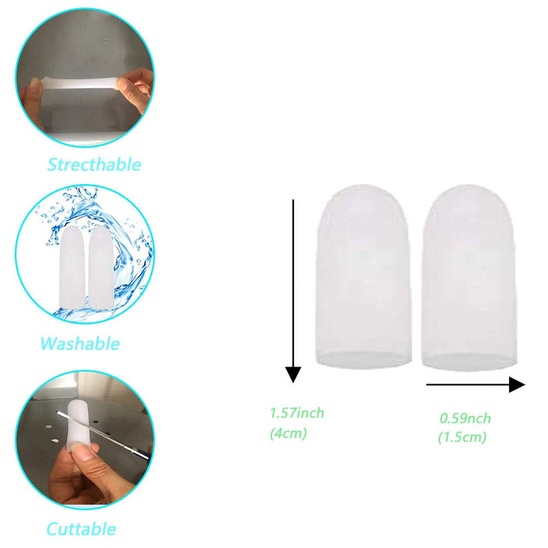 Gel Finger Protectors Finger Caps Silicone Fingertips Protection - Finger Cots Great for Trigger Finger, Finger Arthritis, Finger Cracking and Other Finger Pain Relief (Medium) Medium (Pack of 10)
