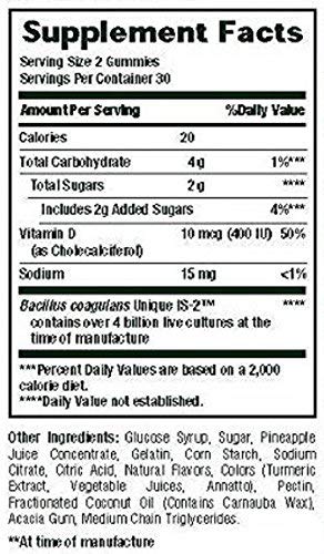 Nature's Bounty Probiotic Gummies, Dietary Supplement, For Digestive Health, Natural Fruit Flavors, 2 Pack, 120 Gummies Pineapple, Raspberry & Orange 60 Count (Pack of 2) - PawsPlanet Australia