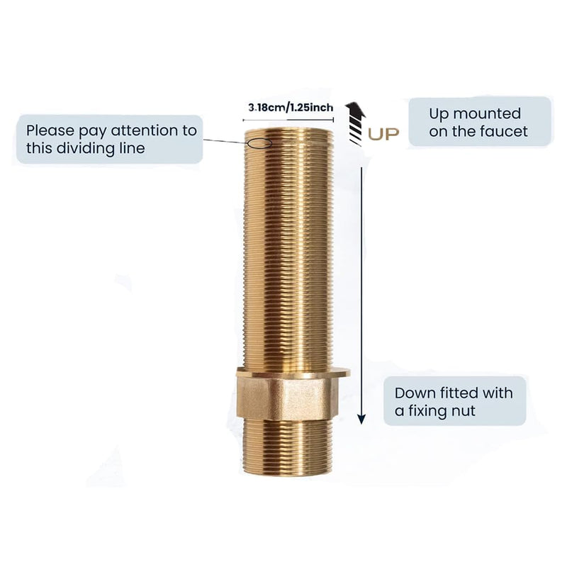 Faucet Nipple with Locking Nut and Washers 6 inch Extra Length Shank Nuts Faucet Tap Extension Threaded Pipe Mounting Hardware Part 15cm 6INCH