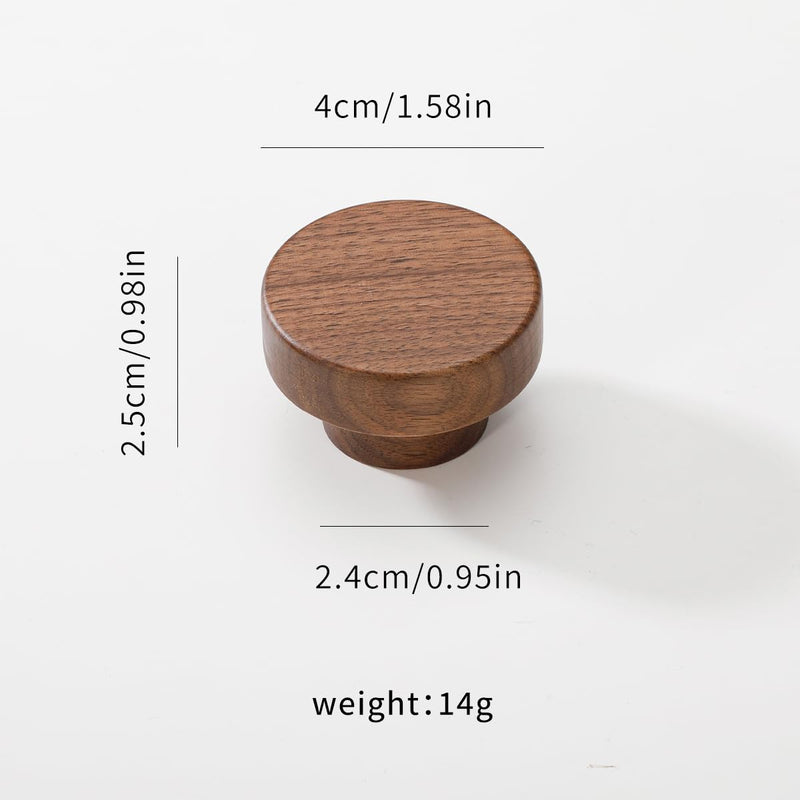 6 Pack Walnut Wood Single Hole Wood Kitchen Pulls Cabinets Furniture Pull for Dresser Wardrobe Cupboard Drawer Knobs 6