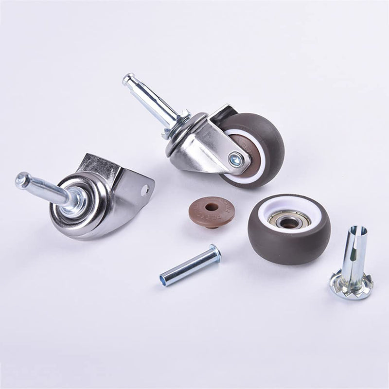 2 Inch Rubber Caster Wheel Set of 4 with 5/16" x 1-1/2" (8 x 38mm) Stem and 20mm Dia Sockets, for Furniture Crib Trolley Dining Car Casters 4 Without Brakes