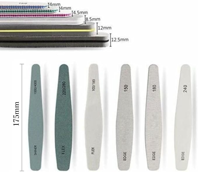 HappyHome Nail File, Nail File, Set of 6, Nail Polish, Double-sided Zebra File, #150#180#240, Sponge Buffer, 100/180, 220/280, Shiner, 1000/4000 - NewNest Australia