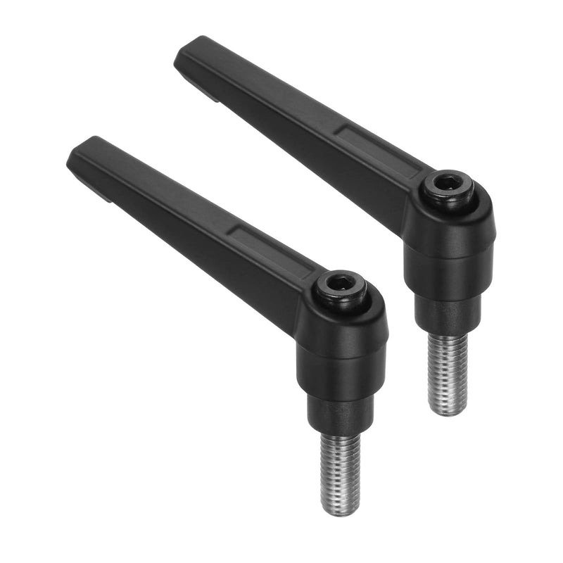 uxcell 2pcs Clamping Lever Handles, M8 x 15mm 304 Stainless Steel Threaded Male Stud, Adjustable Handles Locking Quick Release Ratchet Push Button Bolt Knobs, Black