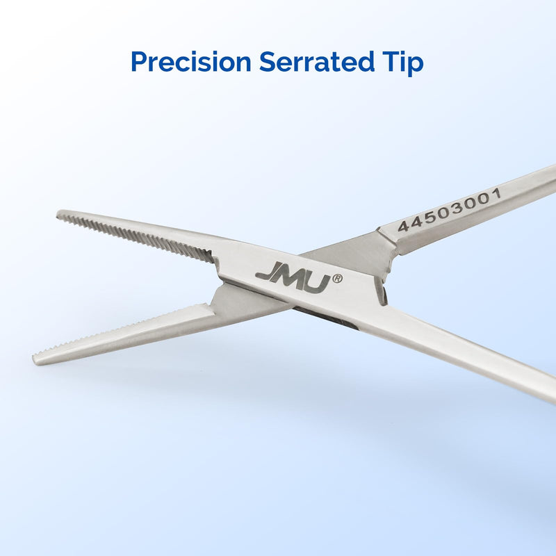 JMU Hemostat Locking Forceps 5" Straight 1 Pc/Pack | Stainless Steel, Locking Tweezer Clamps for Surgical and Dental Procedures