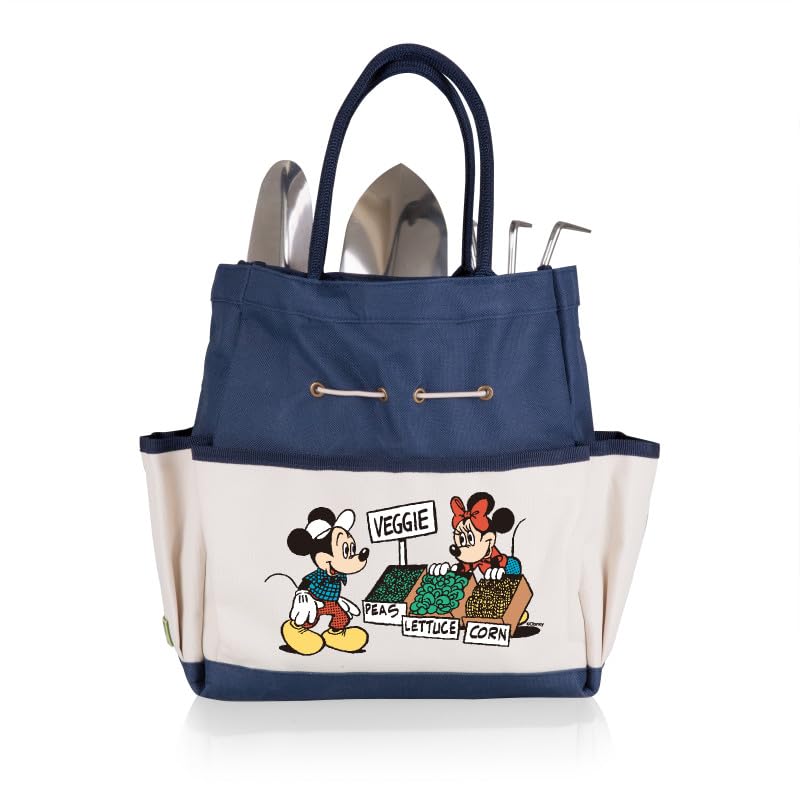 Picnic TIME Disney Mickey Mouse & Minnie Mouse Garden Bag with Tool Set, Garden Tool Organizer Bag, Gardening Tools Gifts for Women and Men, (Navy Blue with Beige Accents) Disney Mickey Mouse & Minnie Mouse - Navy Blue with Beige Accents