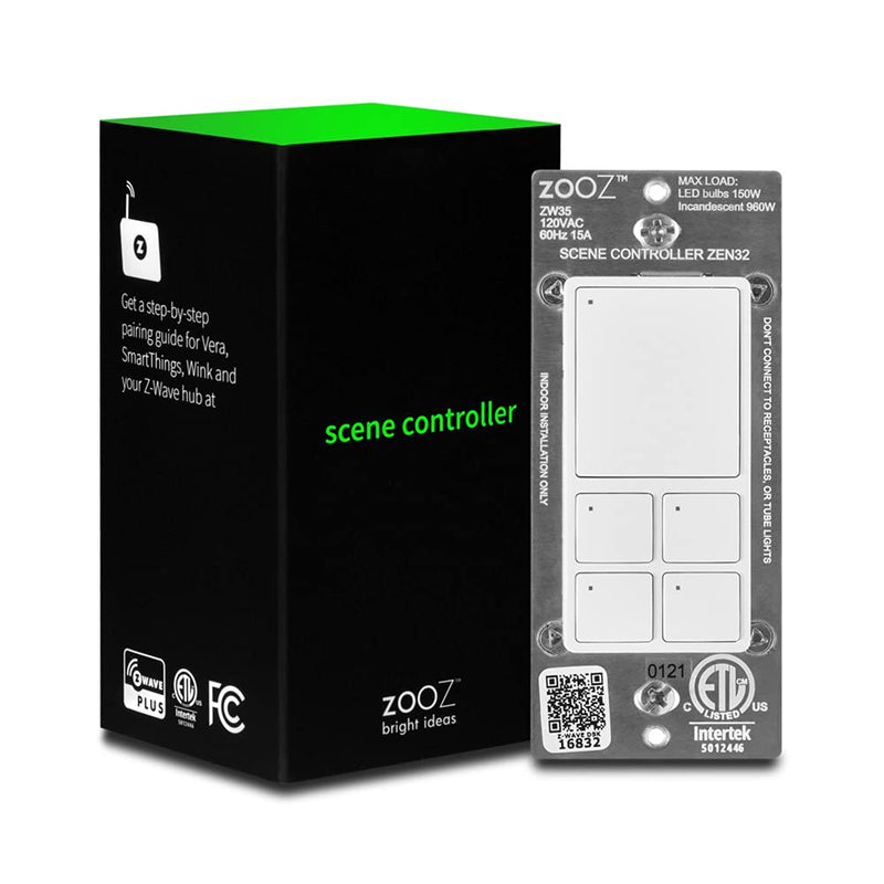 Zooz 800 Series Z-Wave Long Range Scene Controller ZEN32 800LR, White | Z-Wave Hub Required