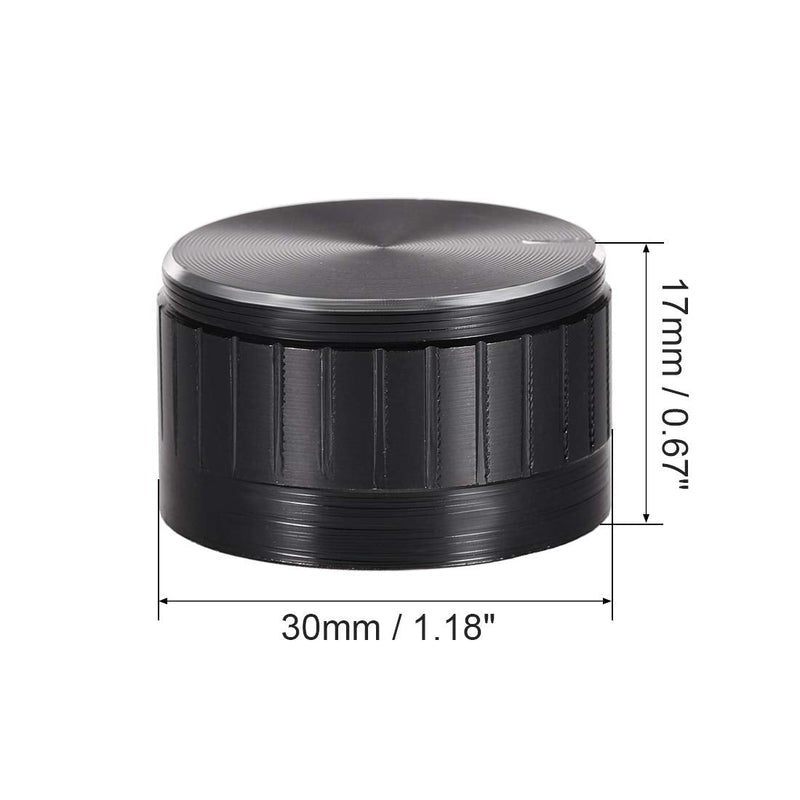 uxcell 2pcs Potentiometer Knob Knurled Shaft Black Aluminum Groove Surface Rotary Knob 30mmx17mm Volume Control Knob