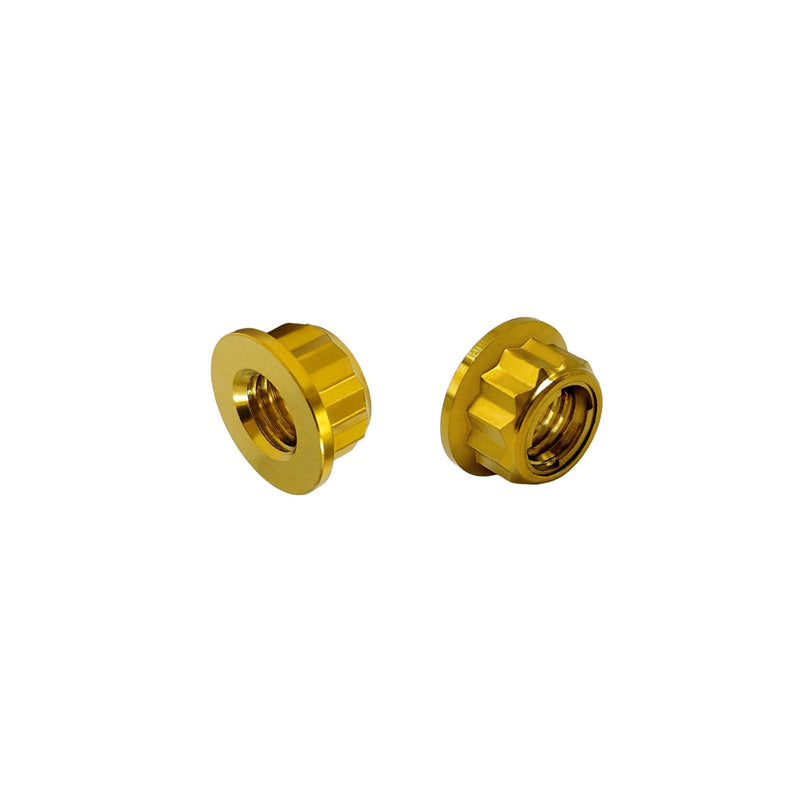 RISON Titanium Bi-Hex Sprocket Nut 12PT Flange Lock nut Titanium Metal Lock nut Pack of 5 (M8x1.25mm,Gold) M8x1.25mm Gold