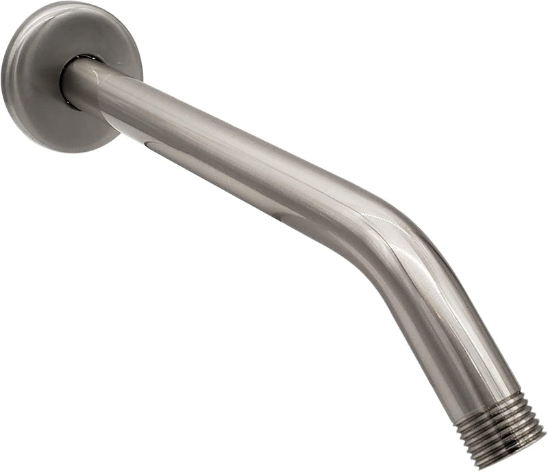 Westbrass A302-1-20 1/2" IPS x 10"Wall Mount Shower Arm with Sure Grip Flange, Stainless Steel