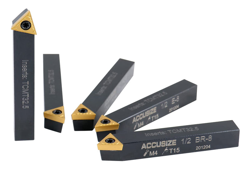 Accusize Industrial Tools 1/2'' 5 Pc Indexable Turning Tool Set, 2380-5082 1/2"