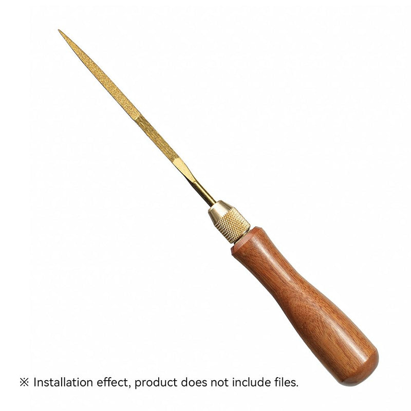 Toolcool Wood File Handle Wooden Handles with Brass Collet Chuck for Small Files with a Tang Diameter of 3.1MM-3.7MM Tang Diameter:3.1MM-3.7MM